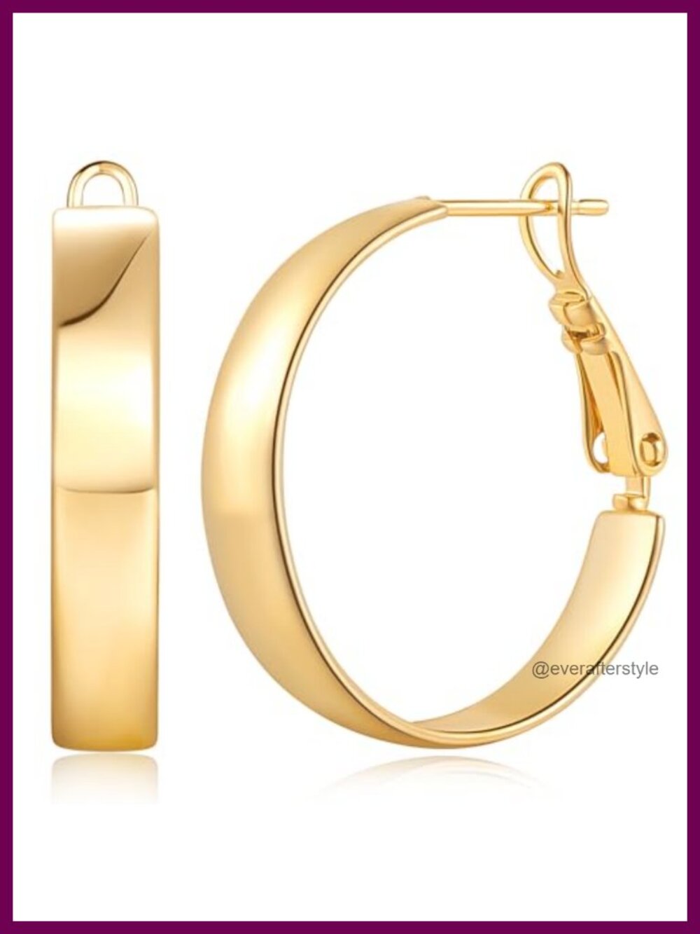 14K Gold Plated Square-Edge Hoop Earrings for Women Hypoallergenic